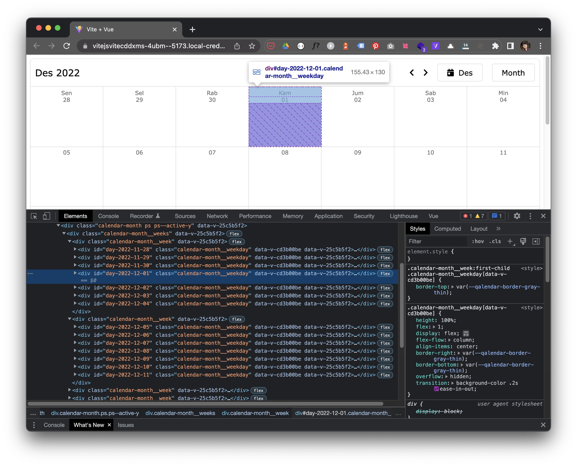 Cara meng-custom style current date pada komponen Qalendar