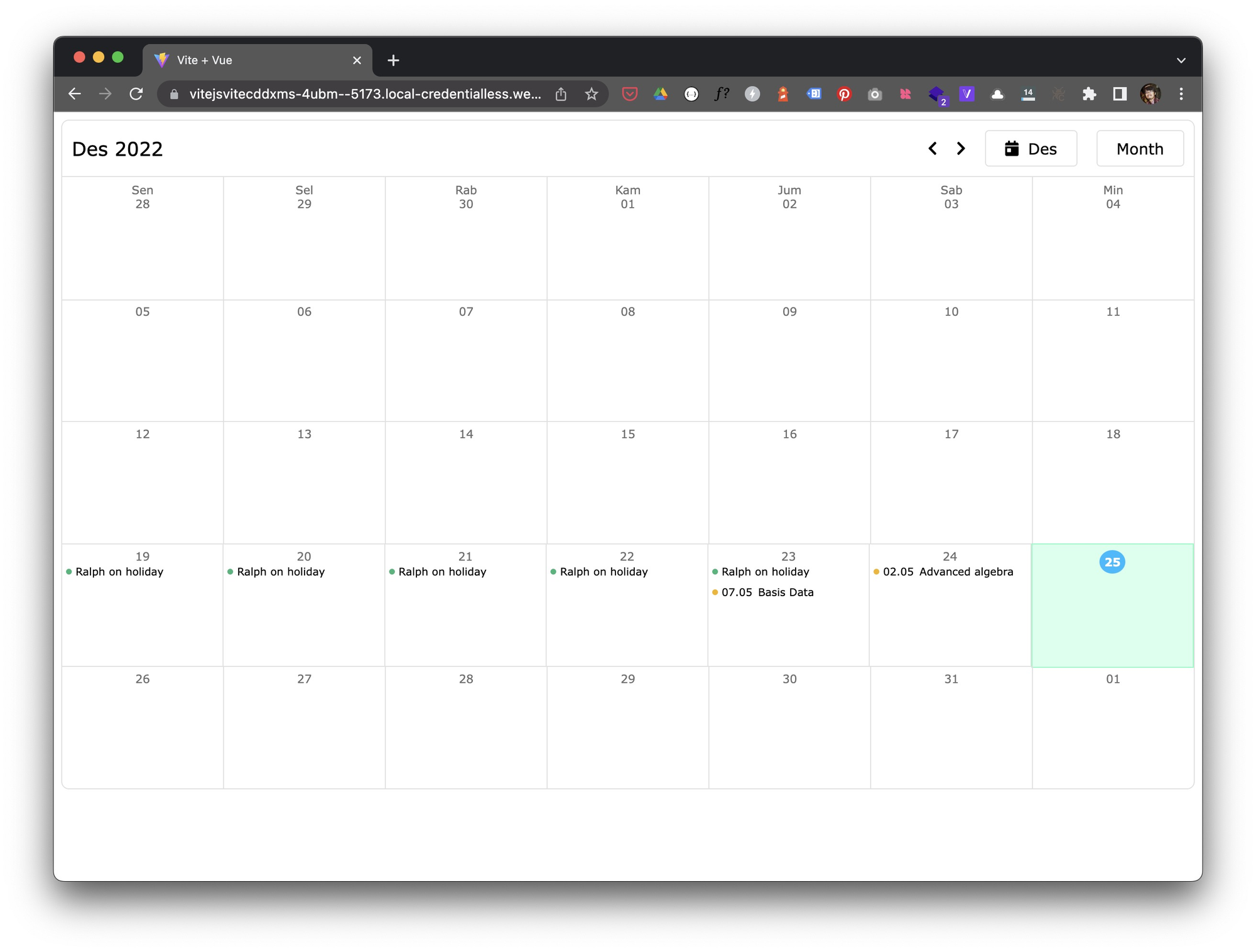 Cara meng-custom style current date pada komponen Qalendar