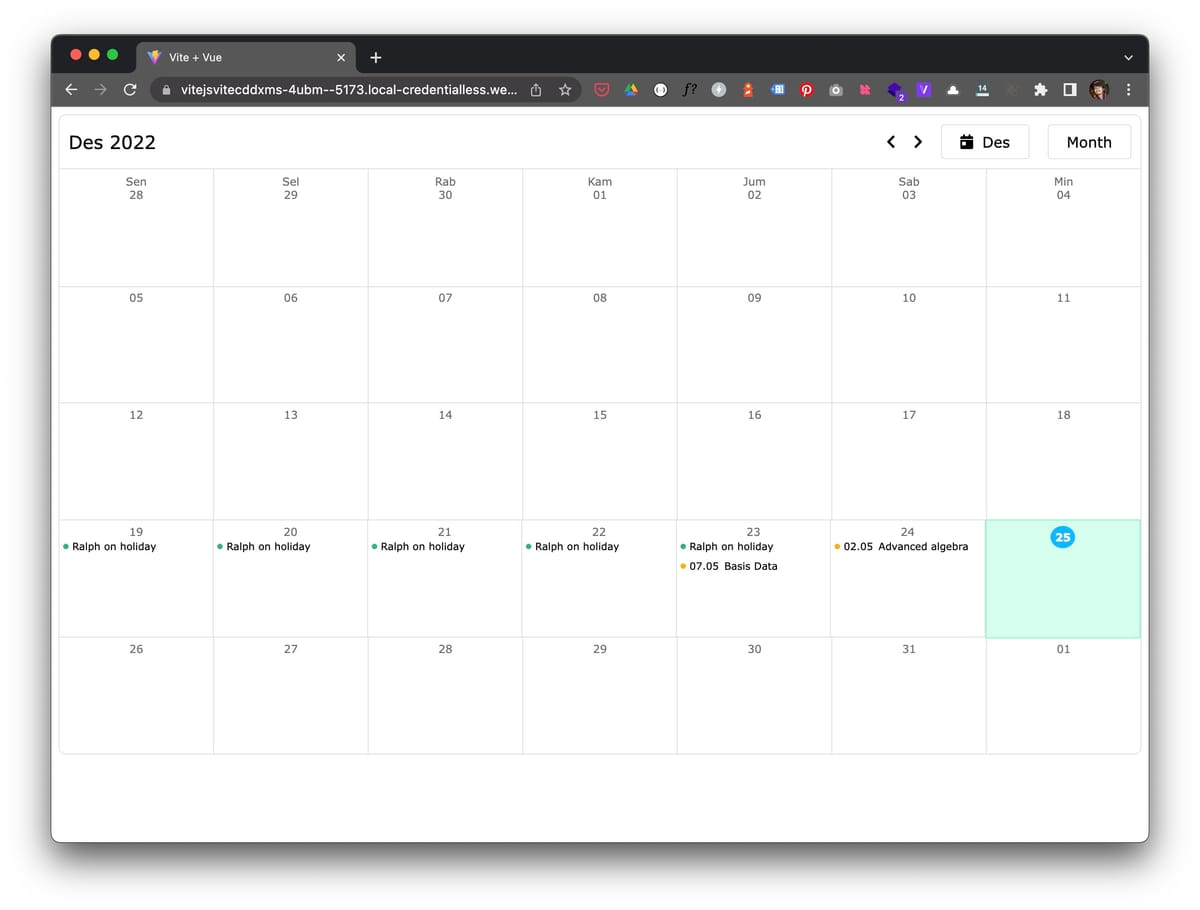 Cara meng-custom style current date pada komponen Qalendar